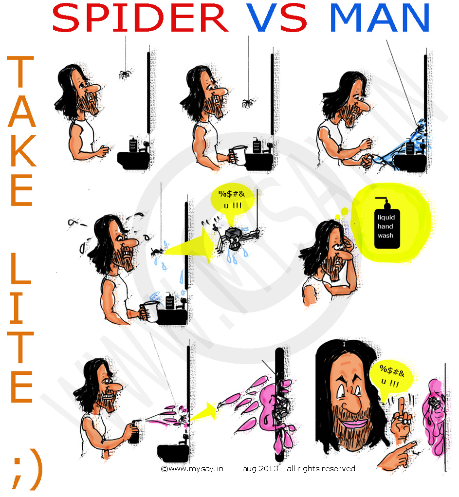 take lite comic strip,mysay.in,indian comic strip,spider vs man cartoon,spiderman cartoon,just for gag, cartoon jokes,