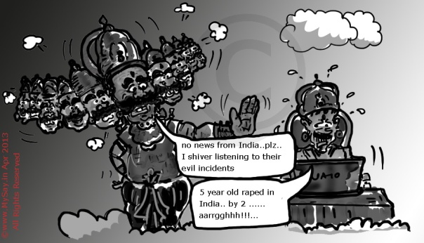 delhi rape,ravana cartoon image,mysay.in,5 year old rape